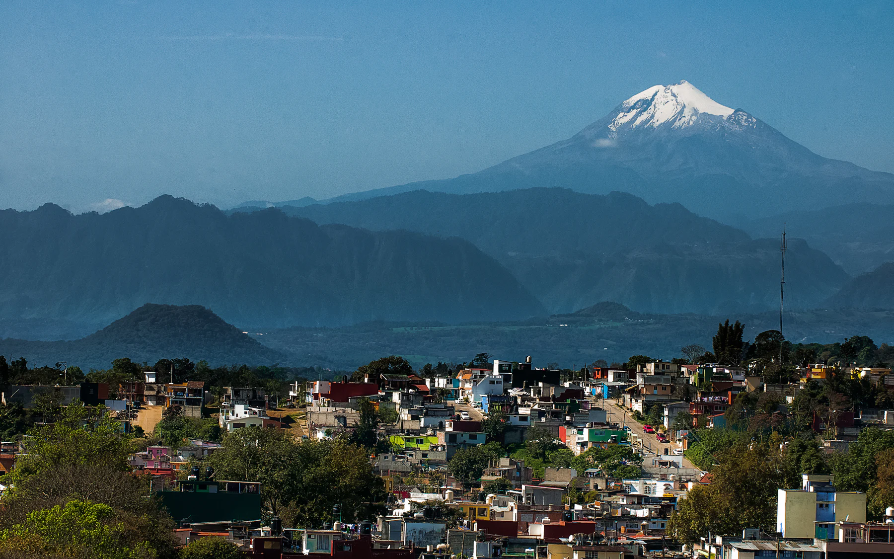 Pico de Orizaba rising above Xalapa, Mexico